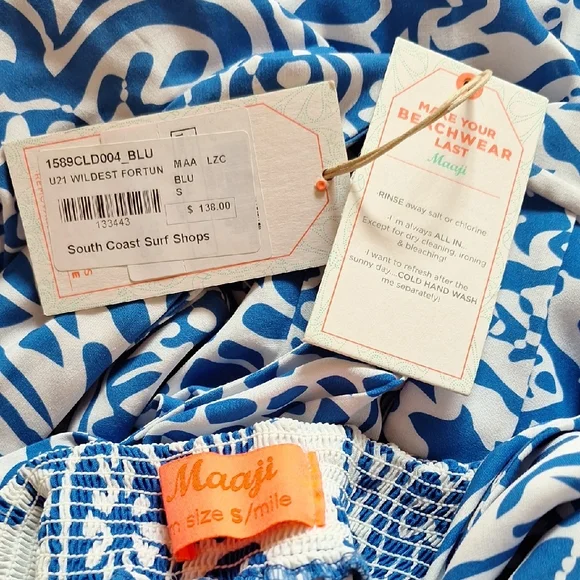 Maaji Blue and White Floral Wrap Maxi Dress - Picture 5 of 6